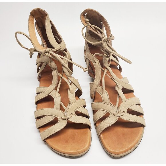 Gentle Souls Break My Heart Sandals 6 Beige Brown Nude Gladiator Kenneth Cole - Picture 7 of 7